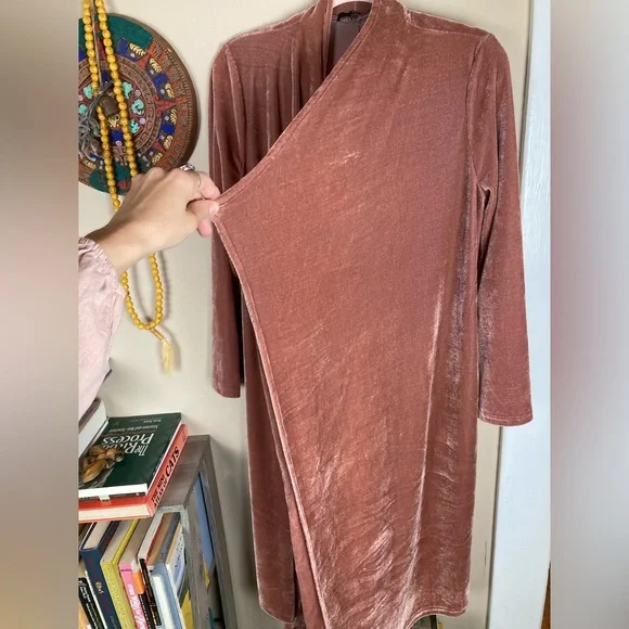 Suzanne Betro SB Mauve Pink Velvet Duster Kimono Cardigan Sz Large L - Picture 7 of 16